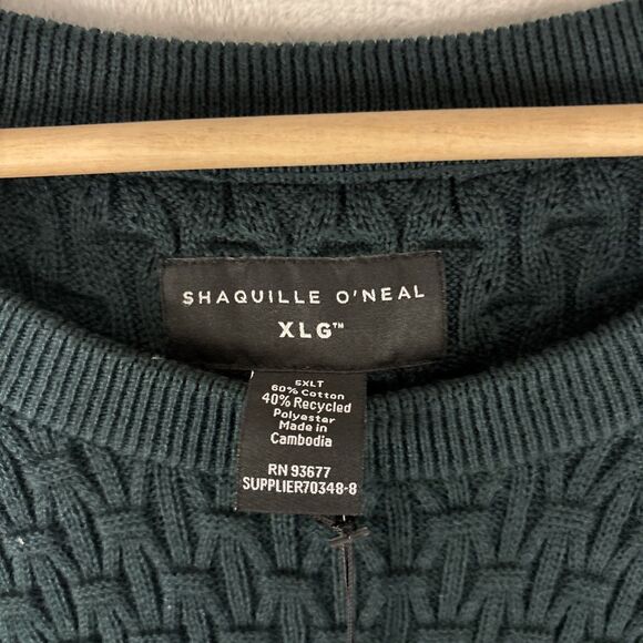 Shaquille O’Neal XLG Textured Sweater Cotton Blend Teal Forest Size 5XLT NWT - Picture 3 of 5